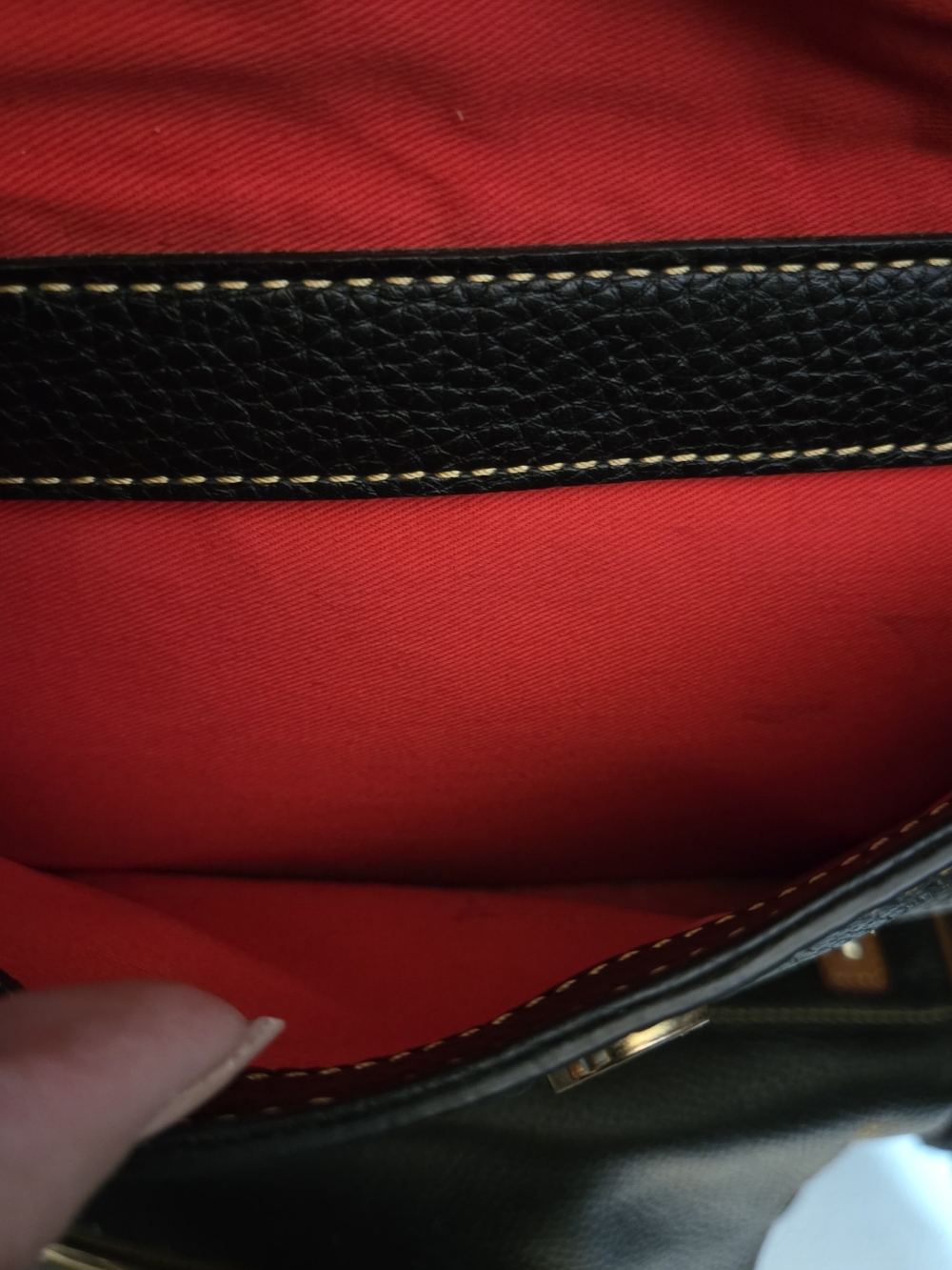 Dooney & Bourke Black Pebble Leather Satchel Crossbody British Tan Trim Tassels - Picture 7 of 17